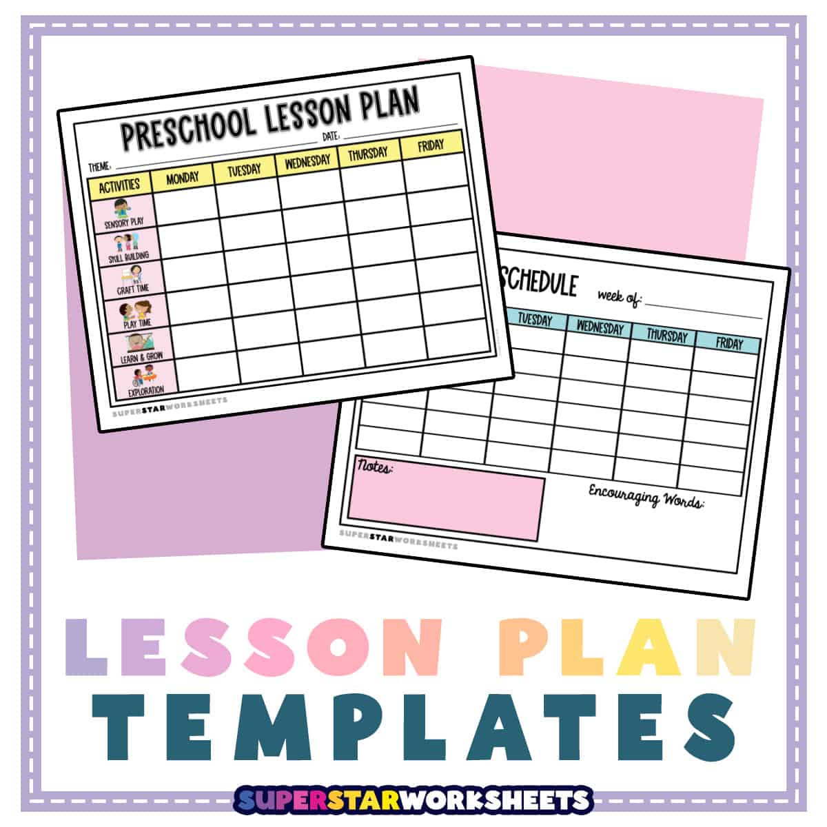 Graphic with two lesson plan template examples on it.