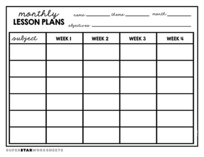 Lesson Plan Template - Superstar Worksheets