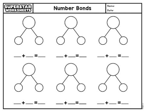 Number Bond Template - Superstar Worksheets