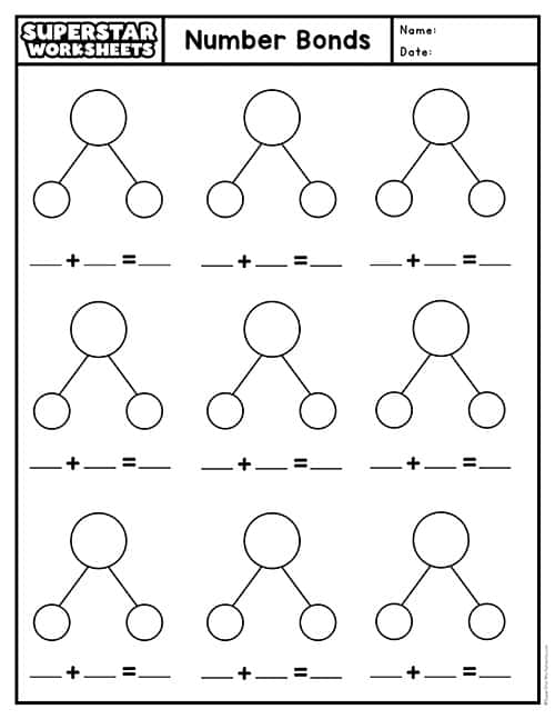 Number Bond Template - Superstar Worksheets
