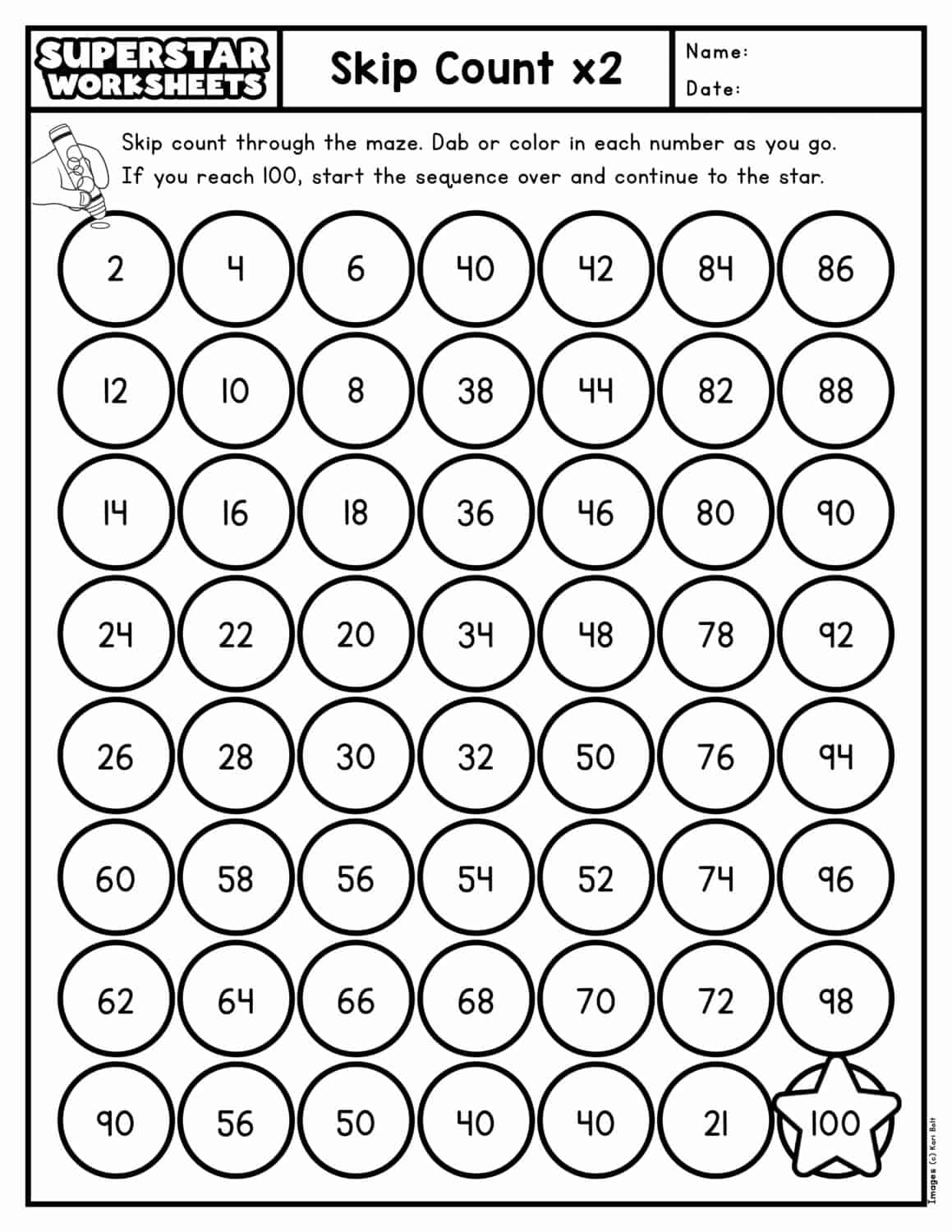 Skip Counting Worksheets - Superstar Worksheets