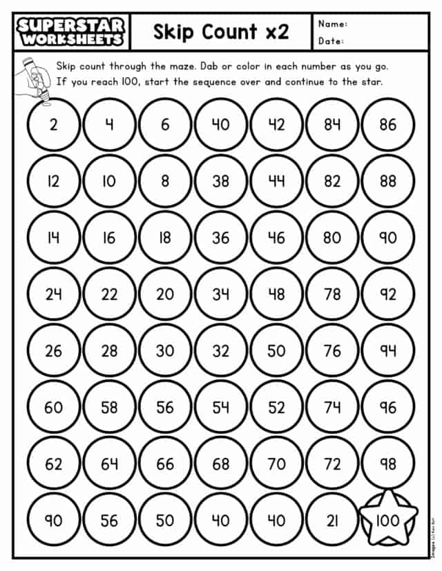 Skip counting worksheets superstar worksheets