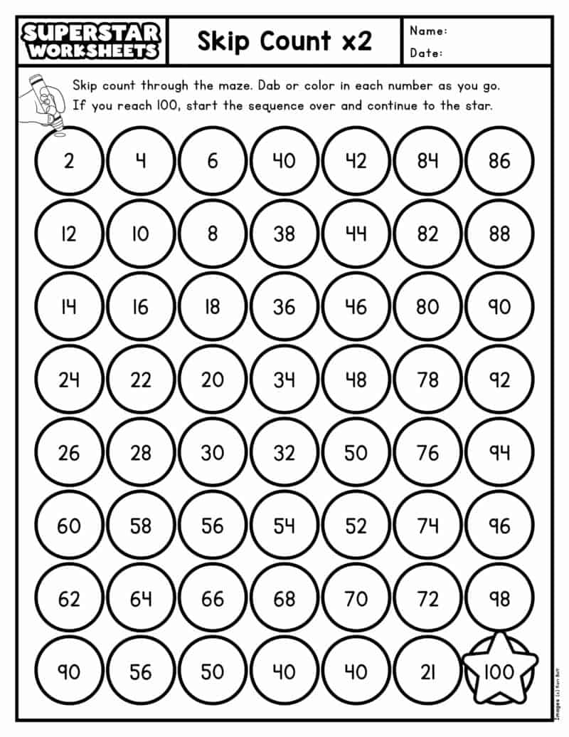 Skip Counting Worksheets Superstar Worksheets