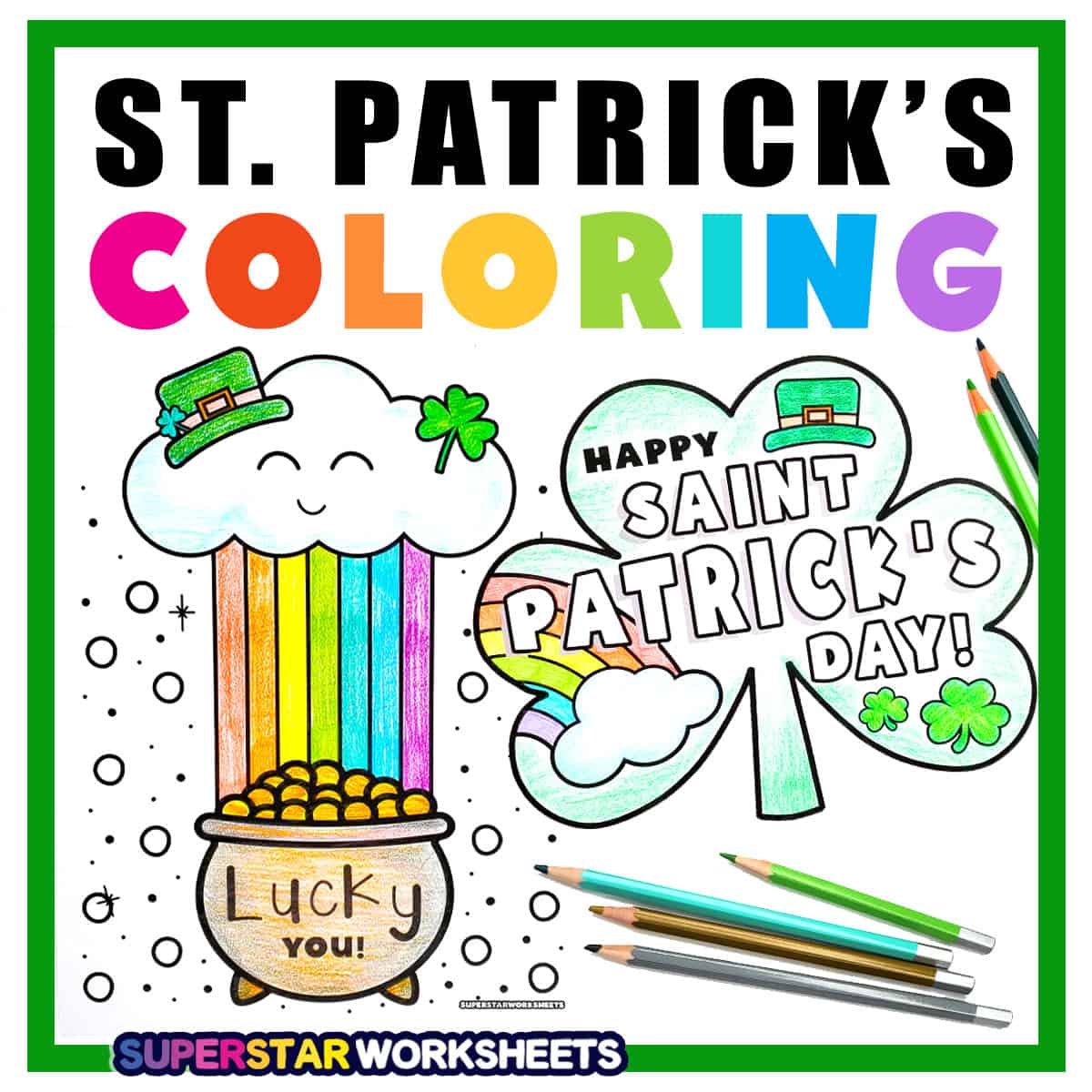 St. Patrick's Day Activities Color By Number Word Worksheets Dab a Dot