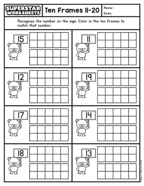 Ten Frame Worksheets - Superstar Worksheets