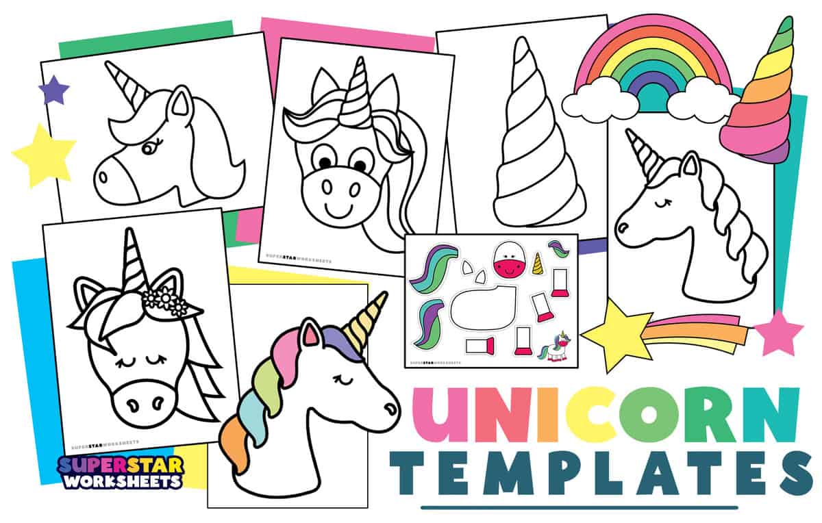 Unicorn Template - Superstar Worksheets