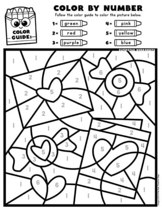 Valentines Day Color By Number - Superstar Worksheets