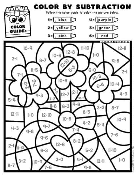 Valentines Day Color By Number - Superstar Worksheets