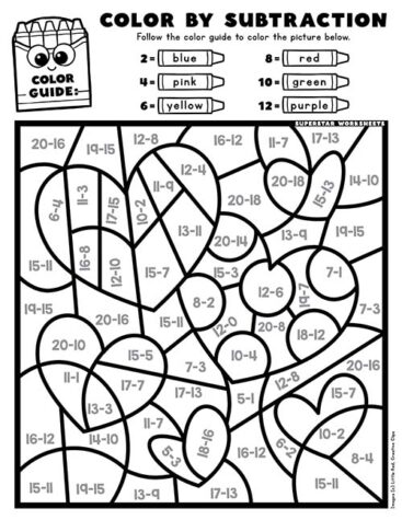 Valentines Day Color By Number - Superstar Worksheets