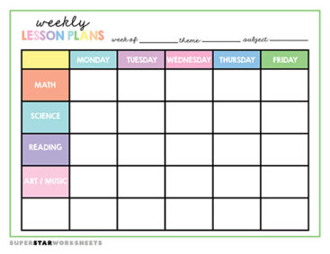 Lesson Plan Template - Superstar Worksheets