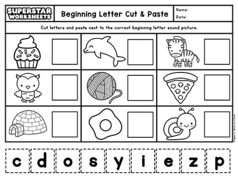 Beginning Sounds Worksheets - Superstar Worksheets