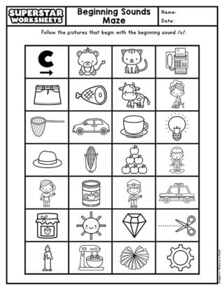 Beginning Sounds Worksheets - Superstar Worksheets