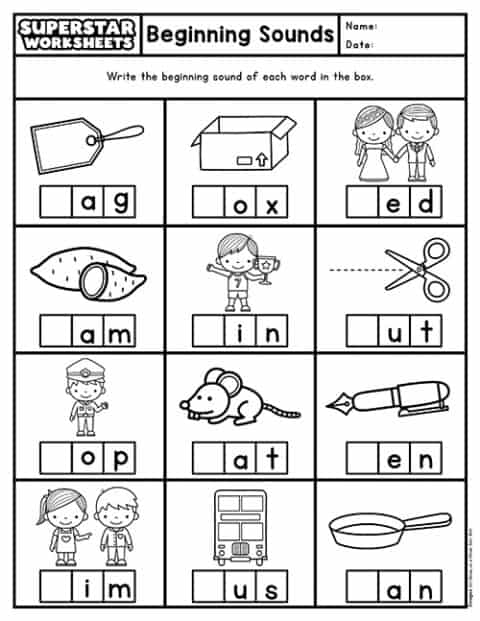 Beginning Sounds Worksheets - Superstar Worksheets