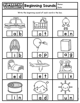 Beginning Sounds Worksheets - Superstar Worksheets