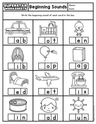 Beginning Sounds Worksheets - Superstar Worksheets