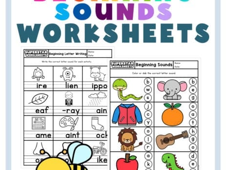 Graphic showing two of our adorable beginning sound worksheets.