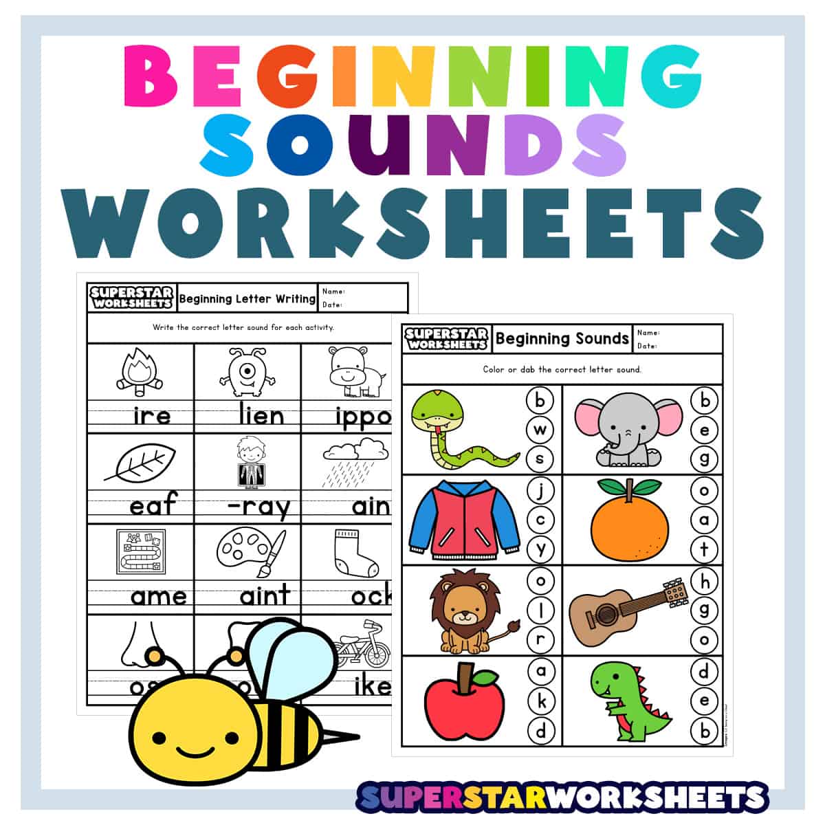 Beginning Sounds CVC Words /p, b ,m, t, d, k, g, f