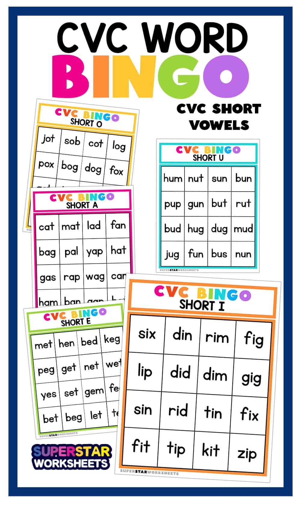 CVC Word BINGO - Superstar Worksheets