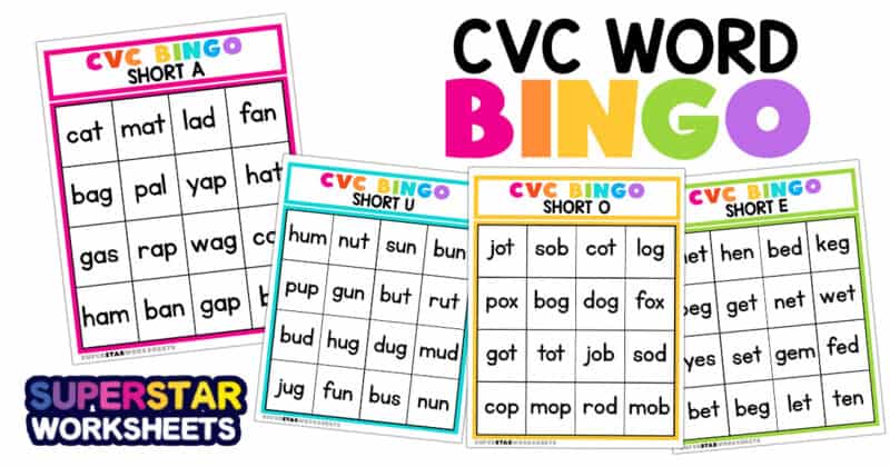 CVC Word BINGO - Superstar Worksheets