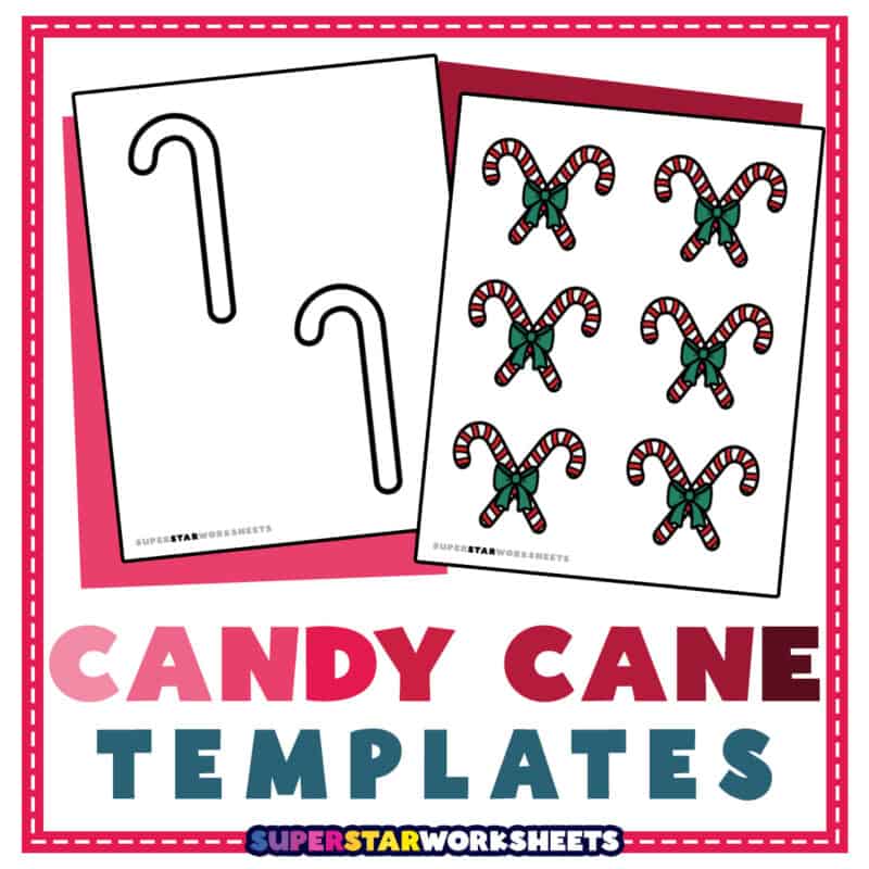 Candy Cane Template - Superstar Worksheets