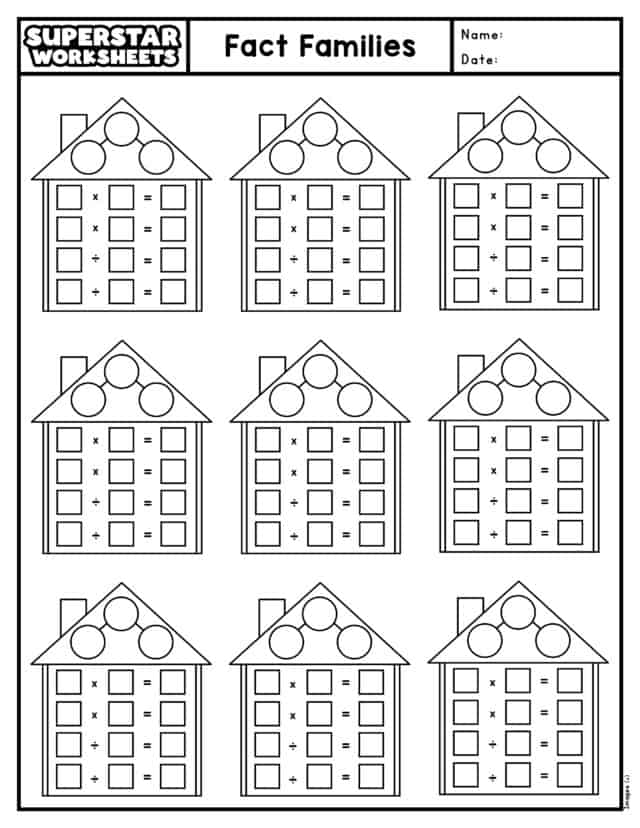 Fact Family Worksheets Superstar Worksheets