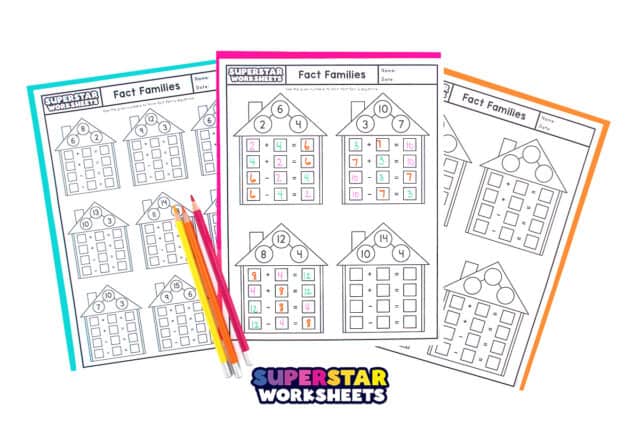 Fact Family Worksheets - Superstar Worksheets