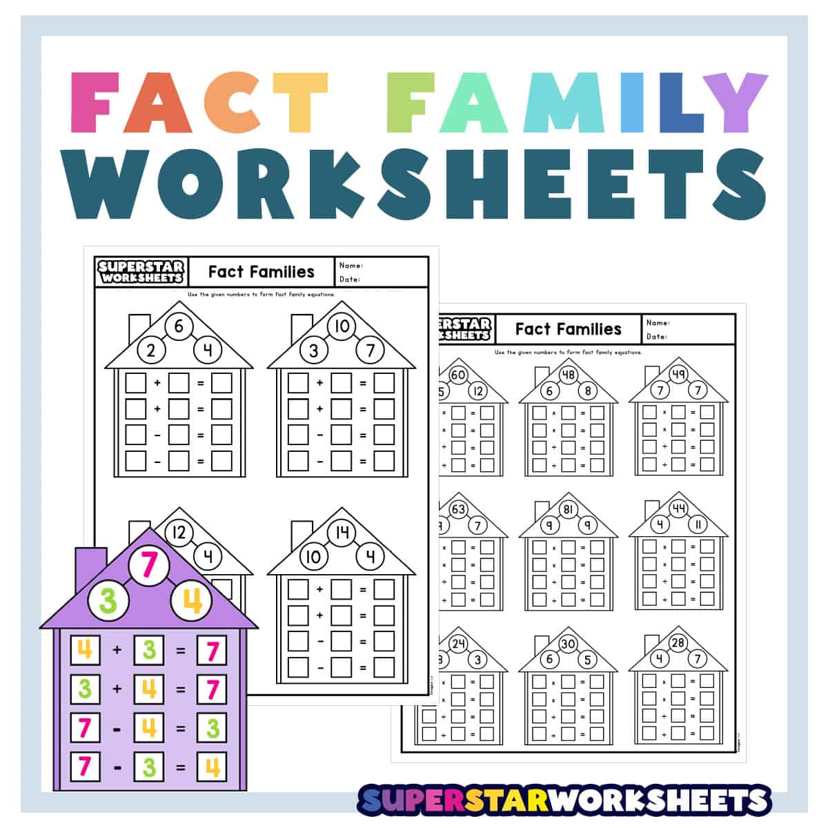 Addition Subtraction Fact Family Worksheet