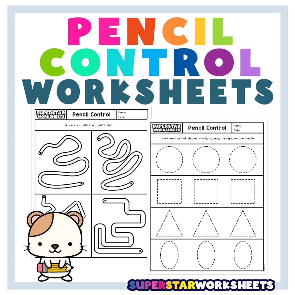 Pencil Trace Worksheet  Free preschool worksheets, Tracing