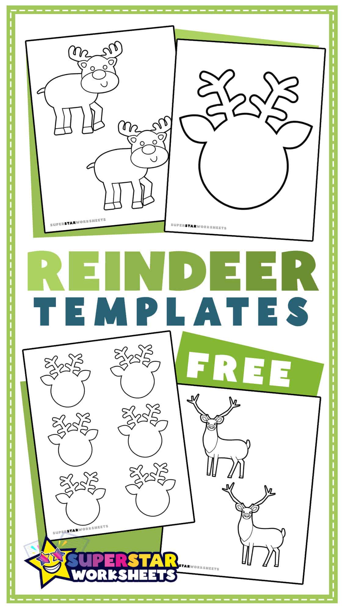 Reindeer Template - Superstar Worksheets