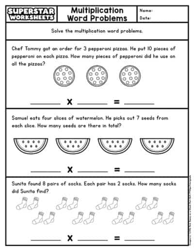 Multiplication Word Problems - Superstar Worksheets