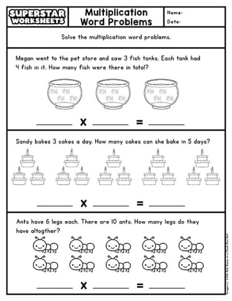 Multiplication Word Problems - Superstar Worksheets