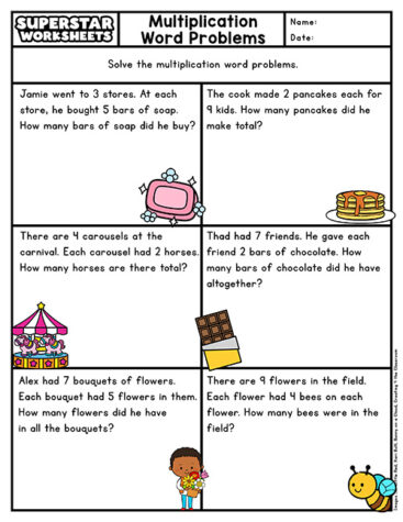 Multiplication Word Problems - Superstar Worksheets