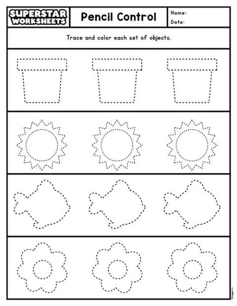 Pencil Control Worksheets - Superstar Worksheets