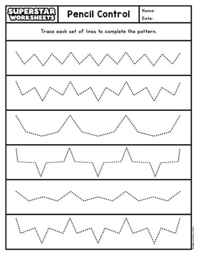 Pencil Control Worksheets - Superstar Worksheets