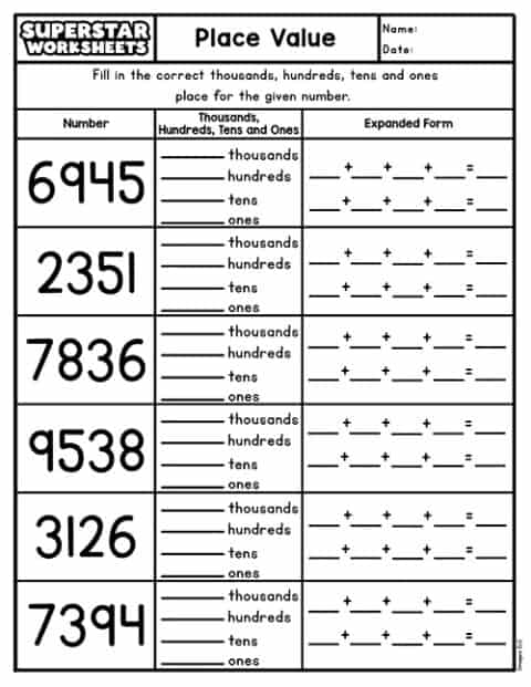 2nd Grade Math Worksheets - Superstar Worksheets