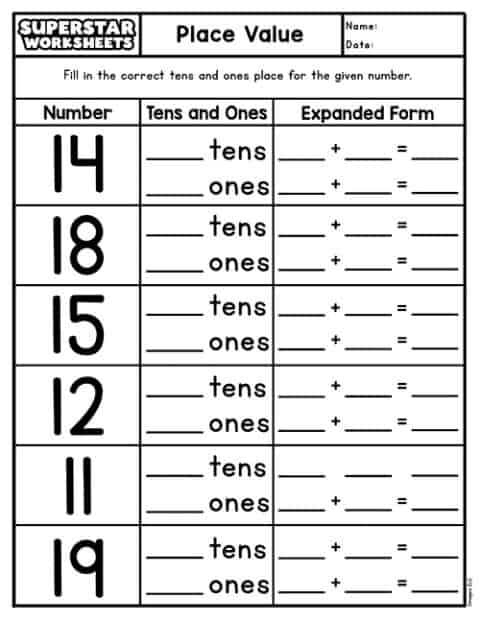 Place Value Worksheets - Superstar Worksheets