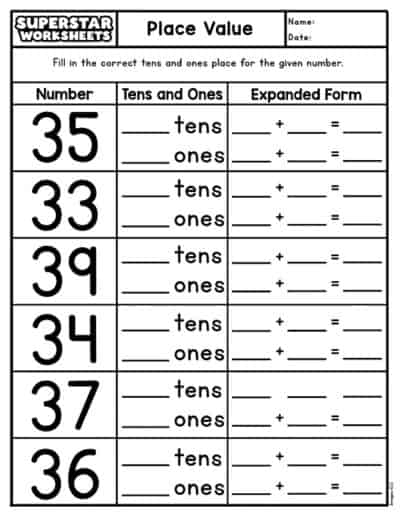 Place Value Worksheets - Superstar Worksheets