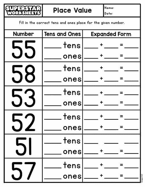 1st Grade Place Value Worksheets Worksheets For Kindergarten