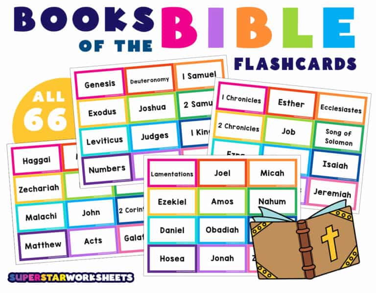 Books of the Bible Flashcards Superstar Worksheets