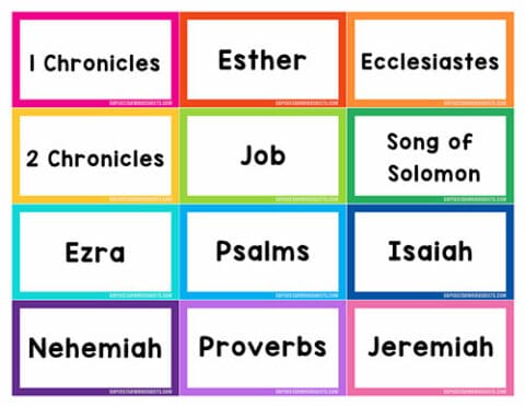 Books Of The Bible Flashcards - Superstar Worksheets