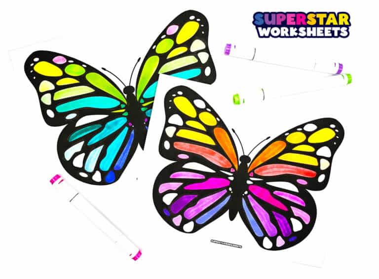 Beautiful Butterflies Coloring Page - Superstar Worksheets