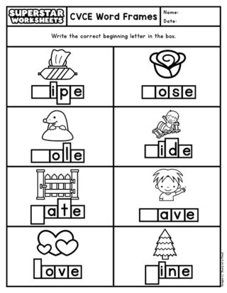 CVCE Words - Superstar Worksheets