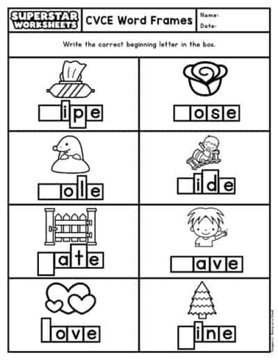 CVCE Words - Superstar Worksheets