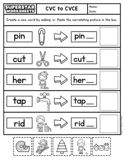 CVCE Words Worksheets - Superstar Worksheets