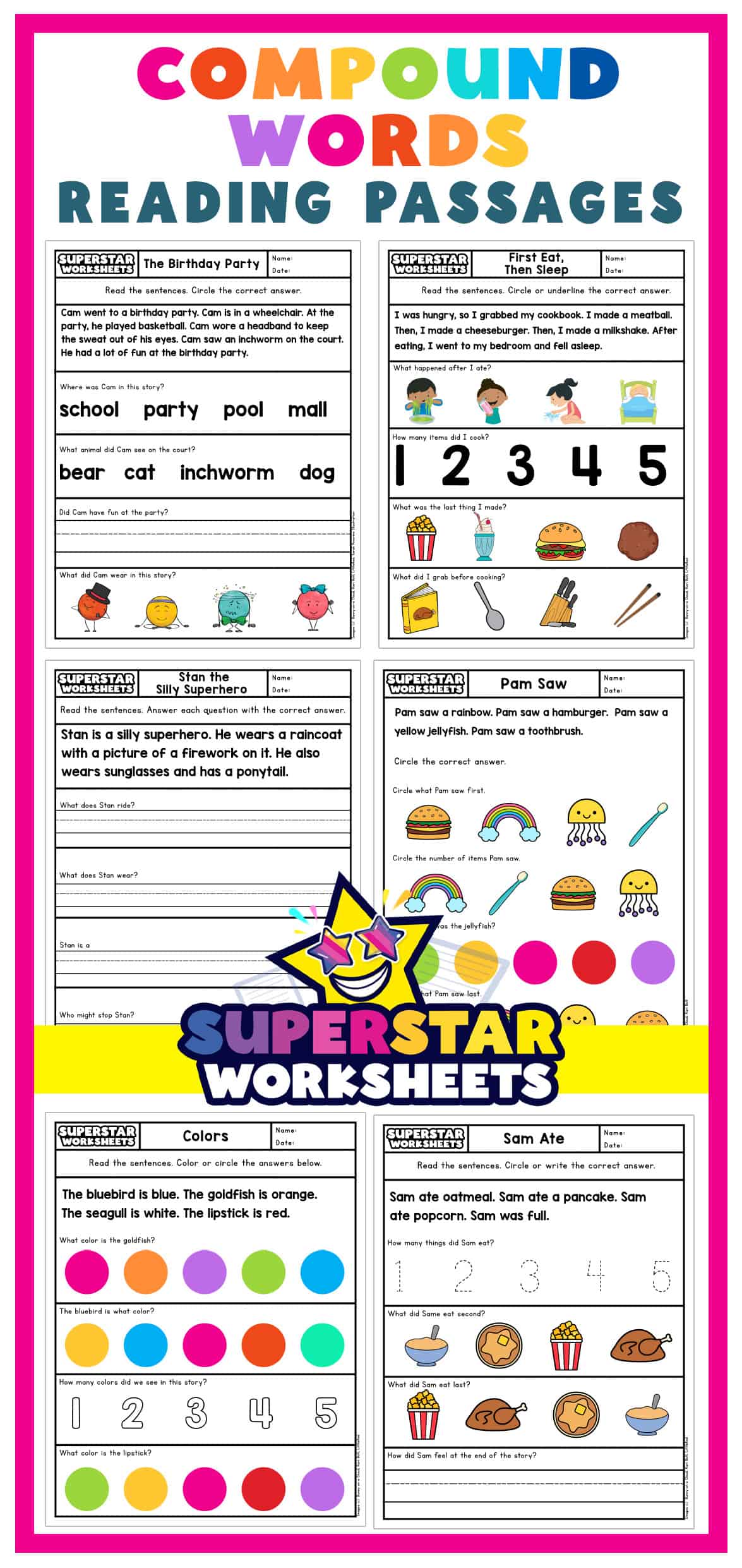 Compound Word Reading Passages Superstar Worksheets