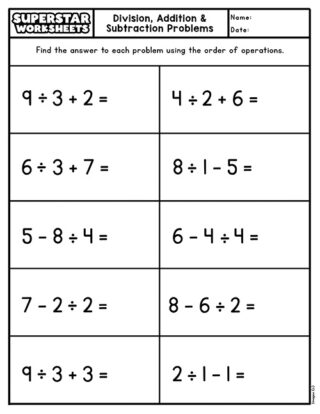 Order of Operations Worksheets - Superstar Worksheets