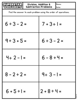 Order of Operations Worksheets - Superstar Worksheets