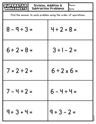 Order of Operations Worksheets - Superstar Worksheets