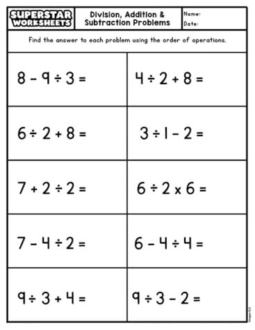 Order of Operations Worksheets - Superstar Worksheets