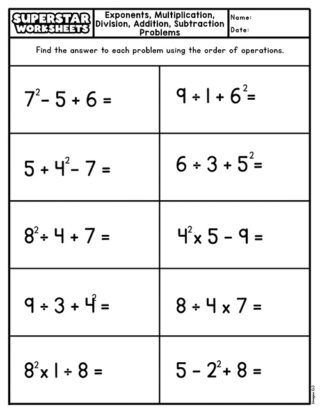 Order of Operations Worksheets - Superstar Worksheets